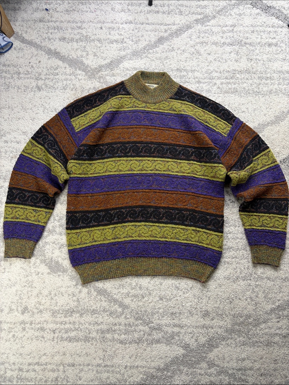 Vintage Mondo Uomo Multicolor Striped Knit Sweater Size M 50 Italy